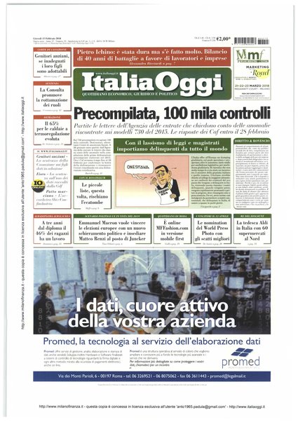 Italia oggi : quotidiano di economia finanza e politica